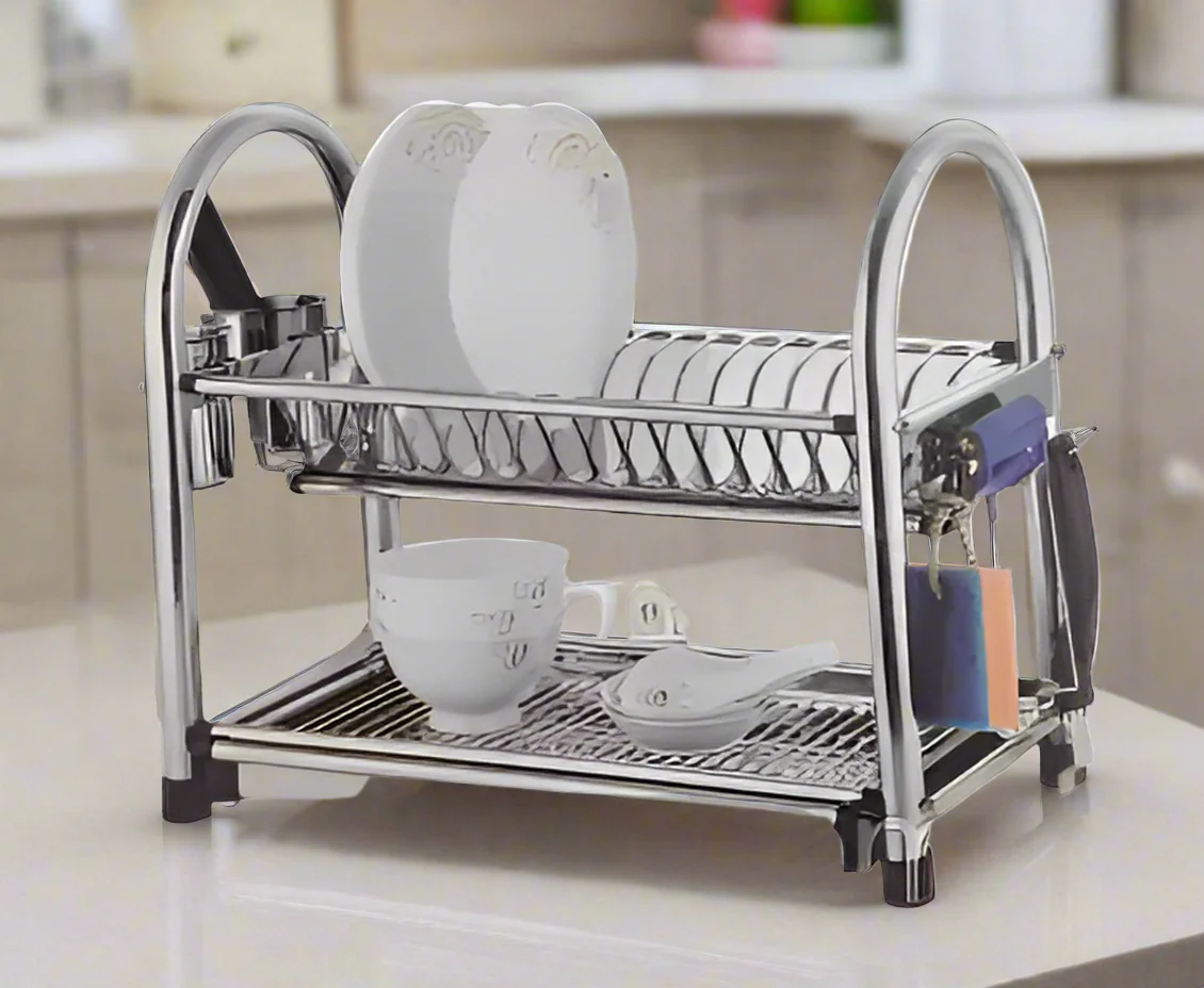 Two-Layered Stainless Steel Dish Organizer Two-Layered Stainless Steel Dish Organizer - Image 2