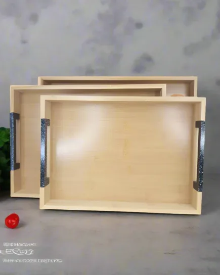 Collection of 3 Solid Wooden Serving Trays