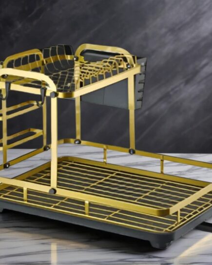 Three-Tier Golden Plate Rack