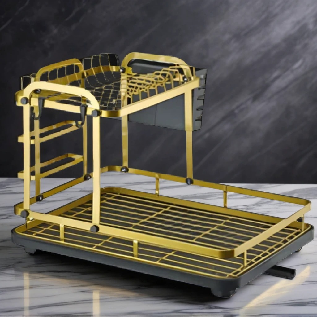 Three-Tier Golden Plate Rack Three-Tier Golden Plate Rack - Image 2