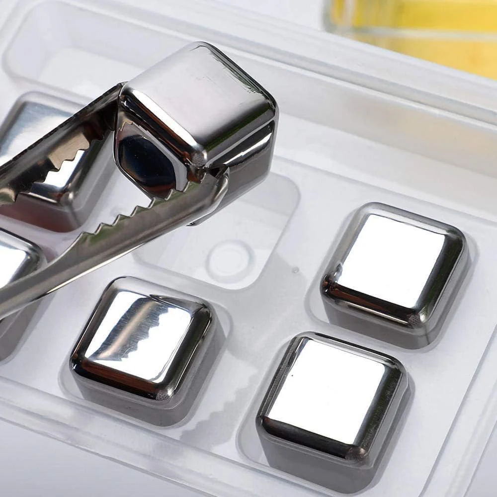 8 Stainless Steel Ice Cubes with Tray and Tong Included 8 Stainless Steel Ice Cubes with Tray and Tong Included - Image 3