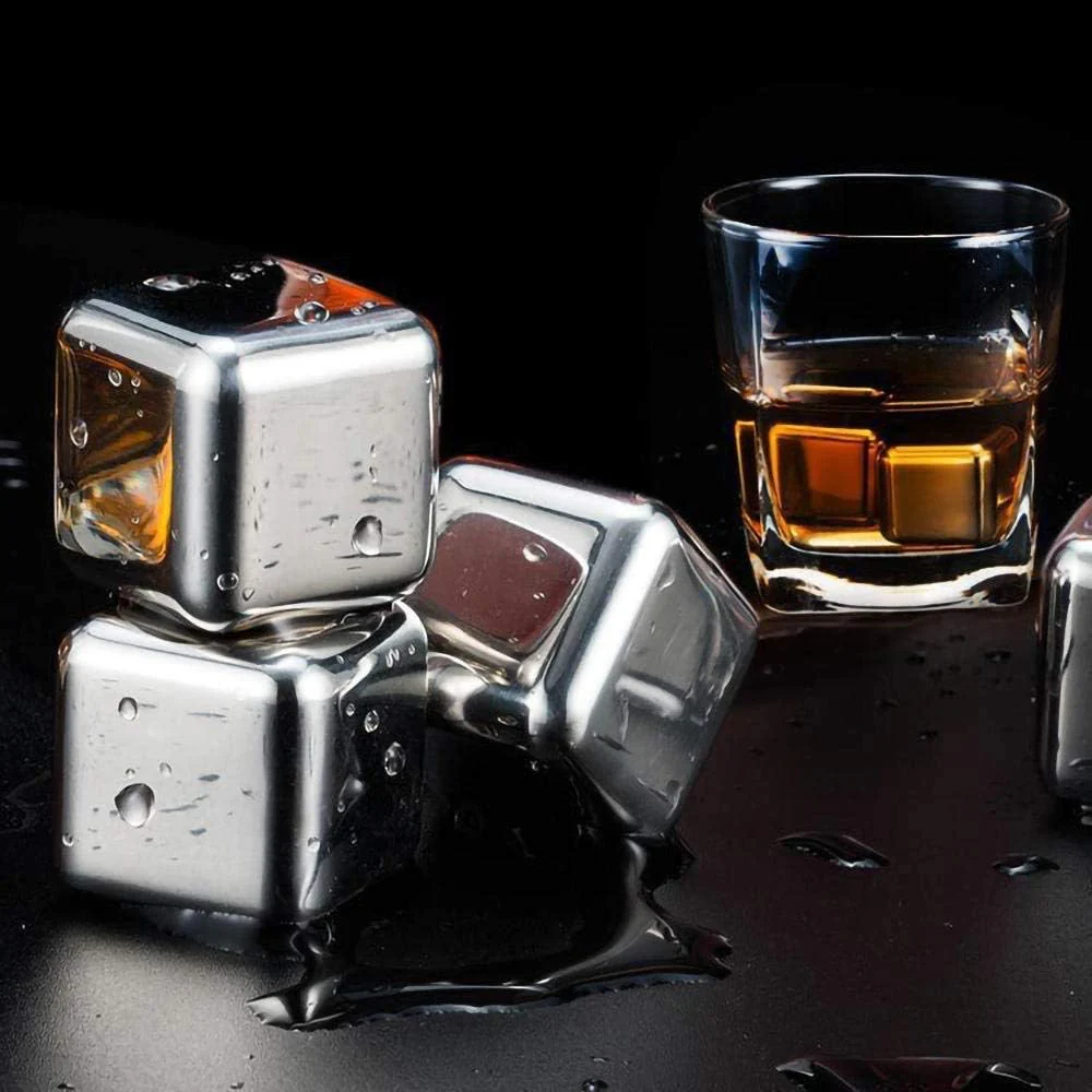 8 Stainless Steel Ice Cubes with Tray and Tong Included 8 Stainless Steel Ice Cubes with Tray and Tong Included - Image 2