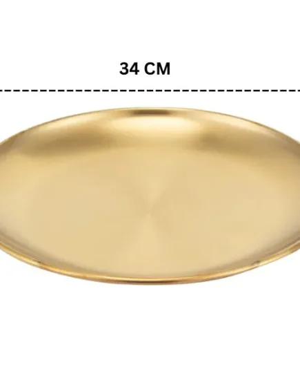 Elegant Gold-Plated 34 cm Stainless Steel Plate