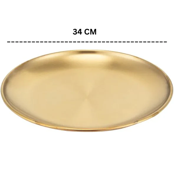 Elegant Gold-Plated 34 cm Stainless Steel Plate