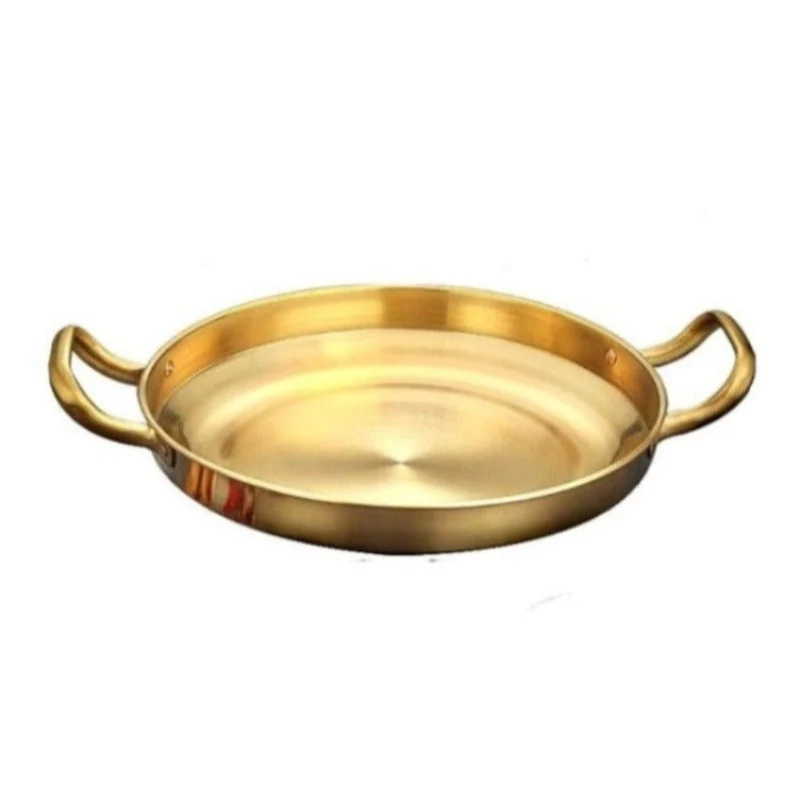 Elegant 28 cm Gold-Plated Paella Pan in Stainless Steel Elegant 26 cm Gold-Plated Paella Pan in Stainless Steel