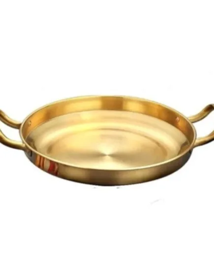 Elegant 28 cm Gold-Plated Paella Pan in Stainless Steel