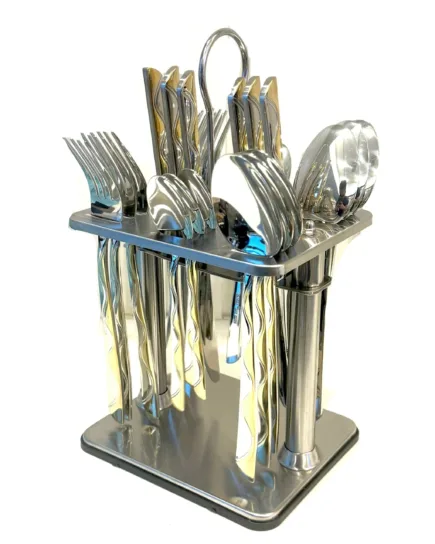 Stainless Steel Cutlery Ensemble with Stand â€“ 24 Pieces