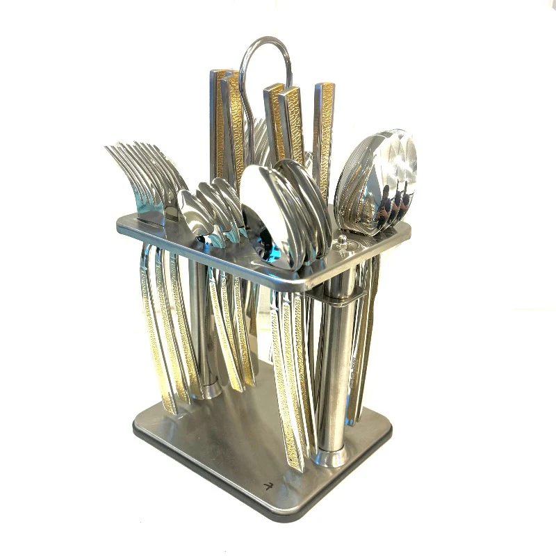 Stainless Steel Cutlery Ensemble with Stand – 24 Pieces Stainless Steel Cutlery Ensemble with Stand – 24 Pieces