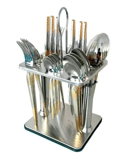 Stainless Steel Cutlery Ensemble with Stand â€“ 24 Pieces
