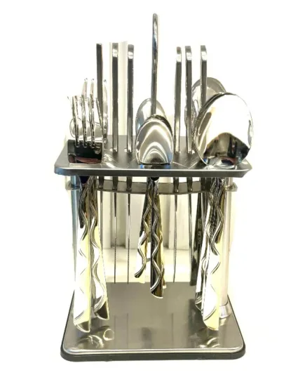 Stainless Steel Cutlery Ensemble with Stand â€“ 24 Pieces