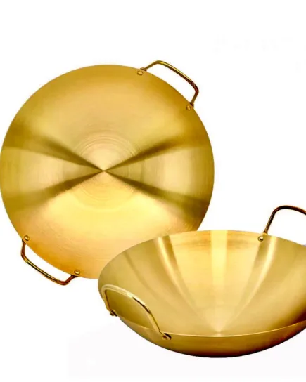 Premium Gold Finish Wok, 22 cm, Made from Stainless Steel
