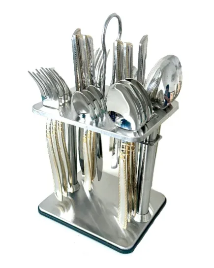 Stainless Steel Cutlery Ensemble with Stand â€“ 24 Pieces