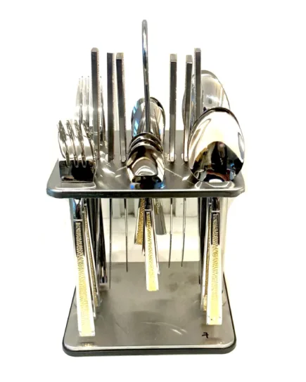 Stainless Steel Cutlery Ensemble with Stand â€“ 24 Pieces