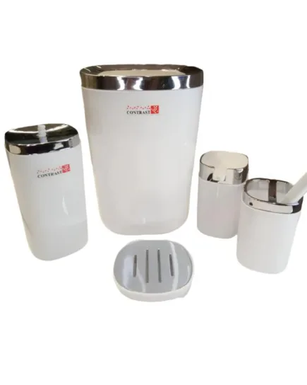5-Piece Set of Contrast Roma Bathroom Essentials - White