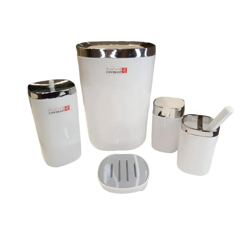 5-Piece Set of Contrast Roma Bathroom Essentials - White