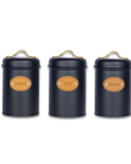 Set of 3 Metal Multipurpose Canister Food Storage Containers