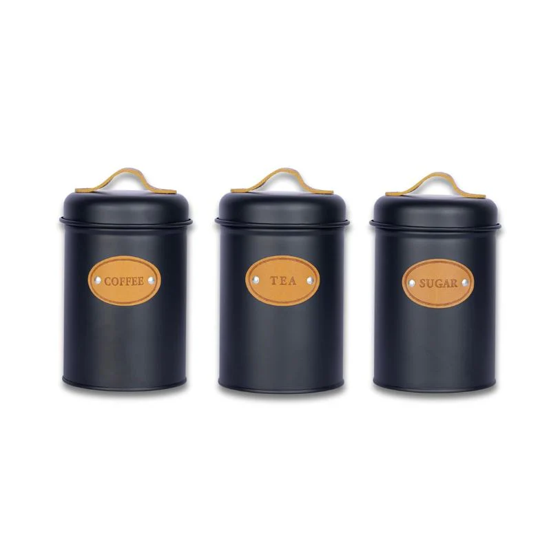 Set of 3 Metal Multipurpose Canister Food Storage Containers Set of 3 Metal Multipurpose Canister Food Storage Containers