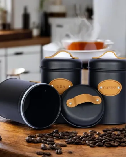 Set of 3 Metal Multipurpose Canister Food Storage Containers