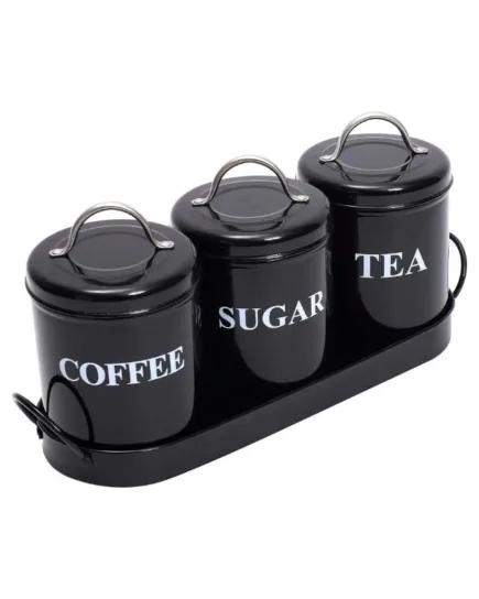 Metal Storage Containers Featuring Black Metal Tray