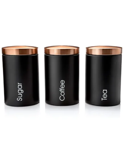 Set of 3 Metal Canisters: Perfect for Tea, Coffee, and Sugar