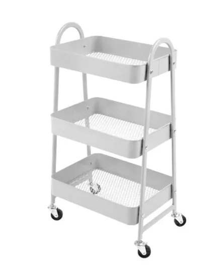 3-Tier Rolling Metal Cart in White Finish