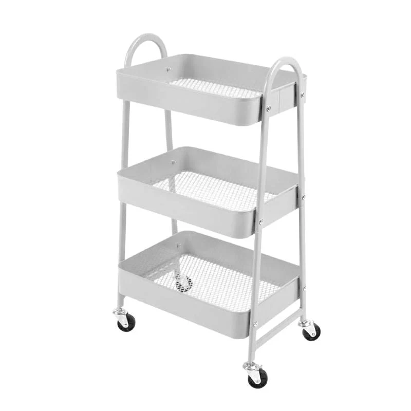 3-Tier Rolling Metal Cart in White Finish 3-Tier Rolling Metal Cart in White Finish