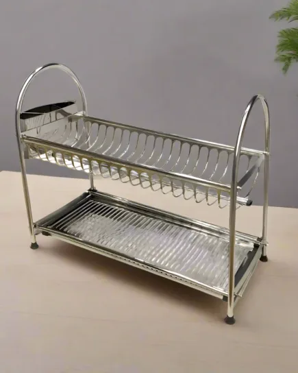 Three-Layered Plate Storage Rack in Stainless Steel