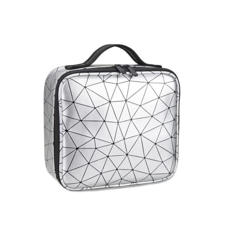 Two-Layered Stainless Steel Dish Organizer White Travel Vanity Bag for Cosmetics