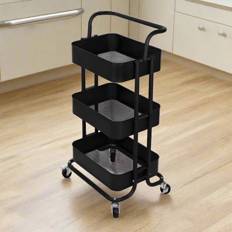 Kitchen Dining 3-Tier Serving Cart – Black Metal Design Kitchen Dining 3-Tier Serving Cart - Black Metal Design - Image 2