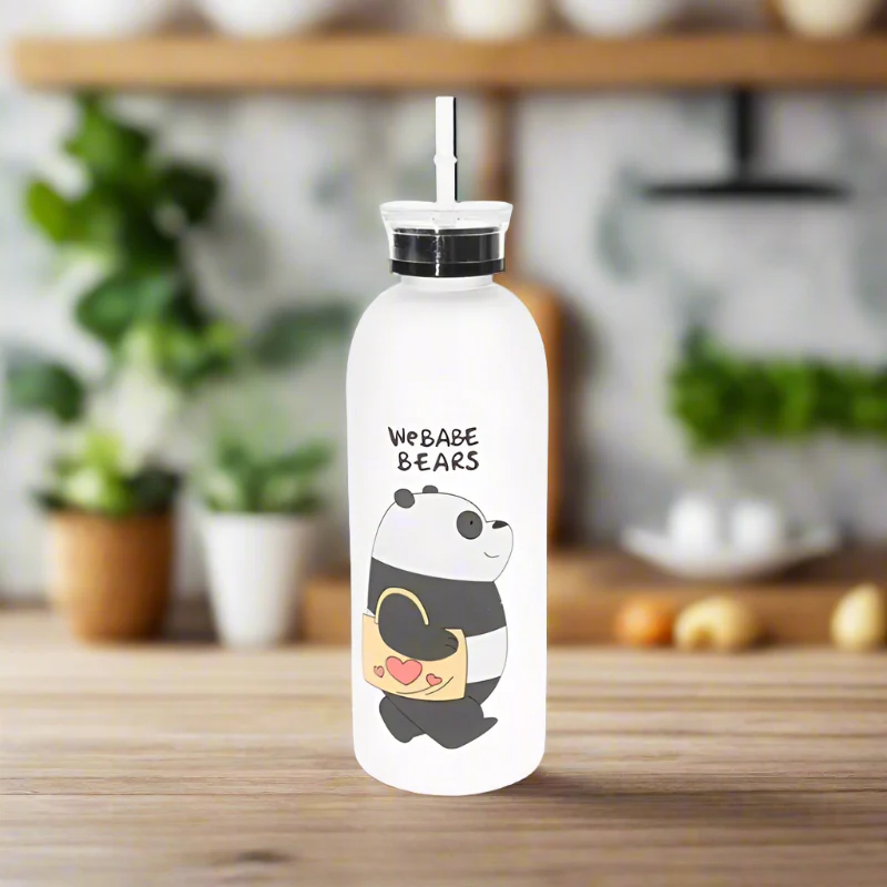 Cute Panda Bear Frosted Water Bottle (1000ml) Cute Panda Bear Frosted Water Bottle (1000ml) - Image 3