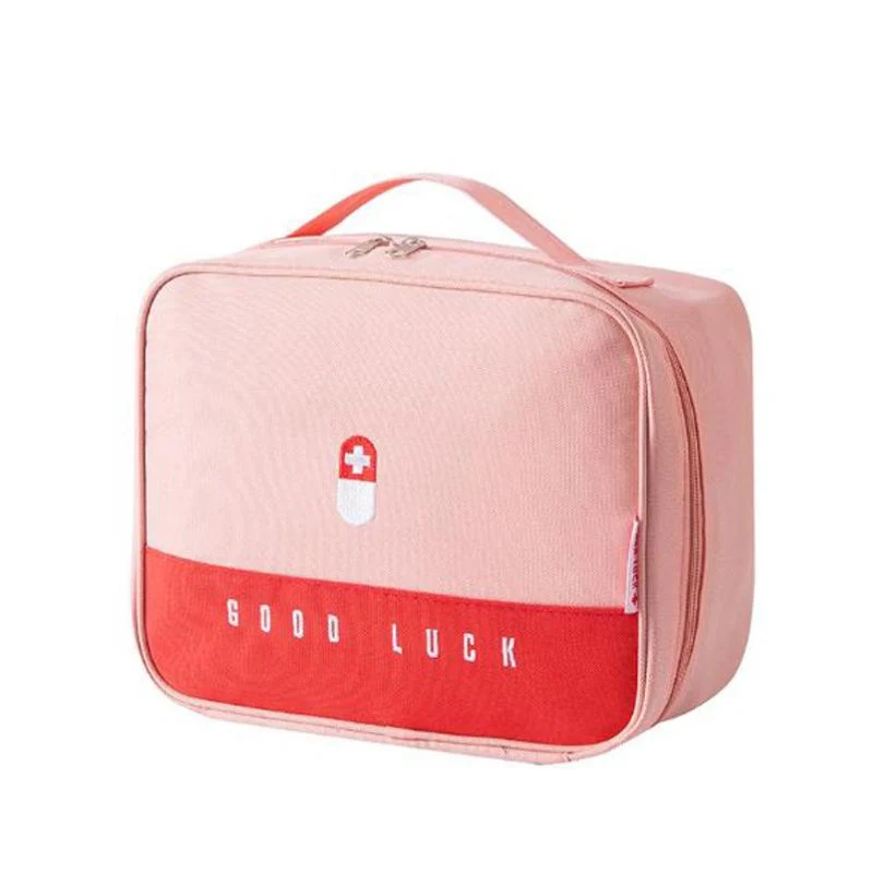 Dual Compartment Cosmetic Bag Compact Travel Medicine Pouch