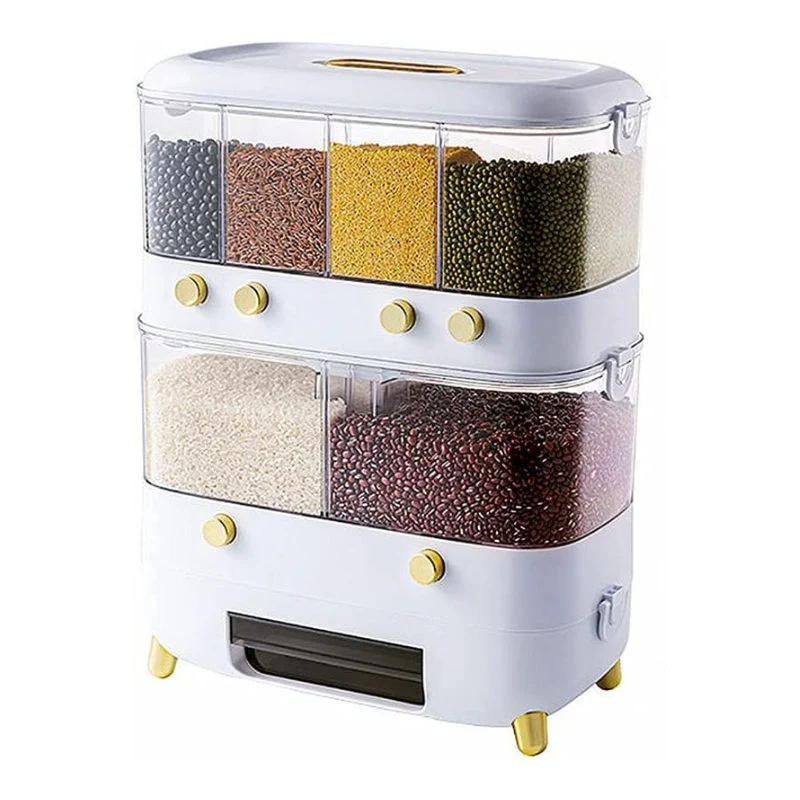 Removable 2-Layer Storage Container for Beans with 6 Compartments and Sealed Cover Removable 2-Layer Storage Container for Beans with 6 Compartments and Sealed Cover