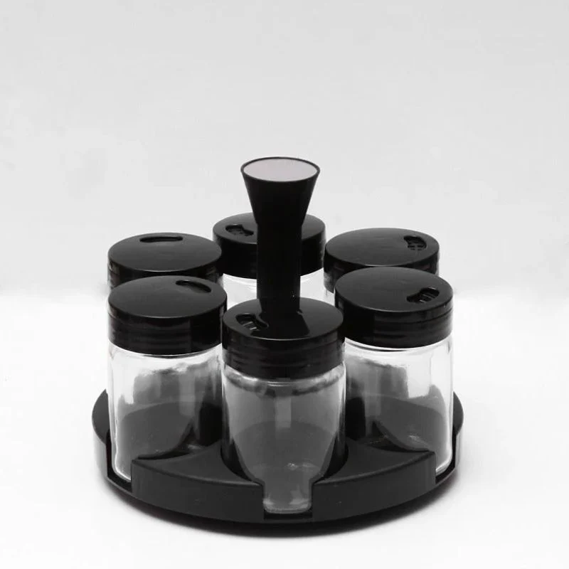 3-Tier Rolling Metal Cart in White Finish 6-Rotating Spice Jars Collection