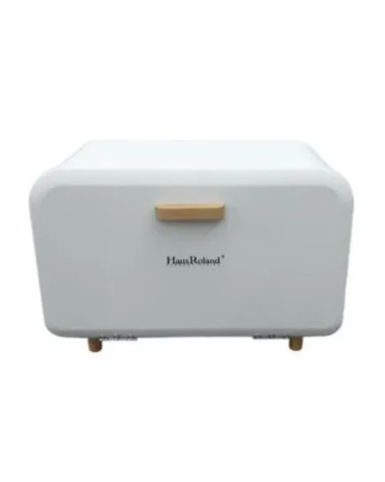 White Wooden-Leg Bread Box with Magnetic Closure