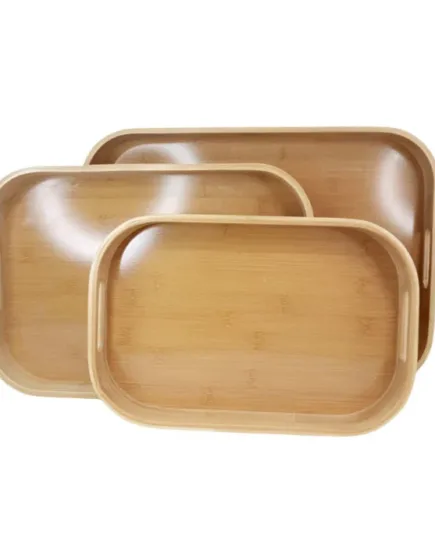 Collection of 3 Durable Wooden Serving Trays