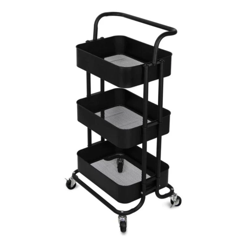 Kitchen Dining 3-Tier Serving Cart – Black Metal Design Kitchen Dining 3-Tier Serving Cart - Black Metal Design