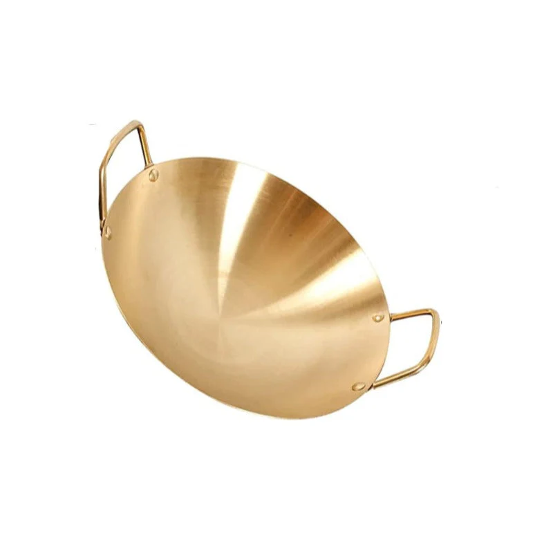 Premium Gold Finish Wok, 22 cm, Made from Stainless Steel