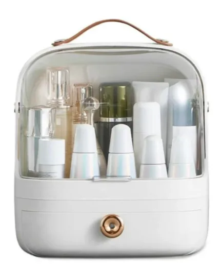 Stylish White Makeup Organizer with a Functional Drawer