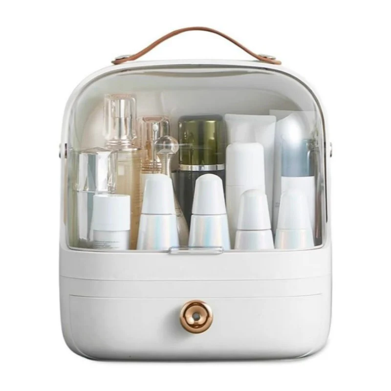 Stainless Steel Cutlery Ensemble with Stand – 24 Pieces Stylish White Makeup Organizer with a Functional Drawer