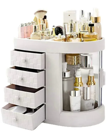 White Makeup Storage Unit with 4 Drawers White Makeup Storage Unit with 4 Drawers