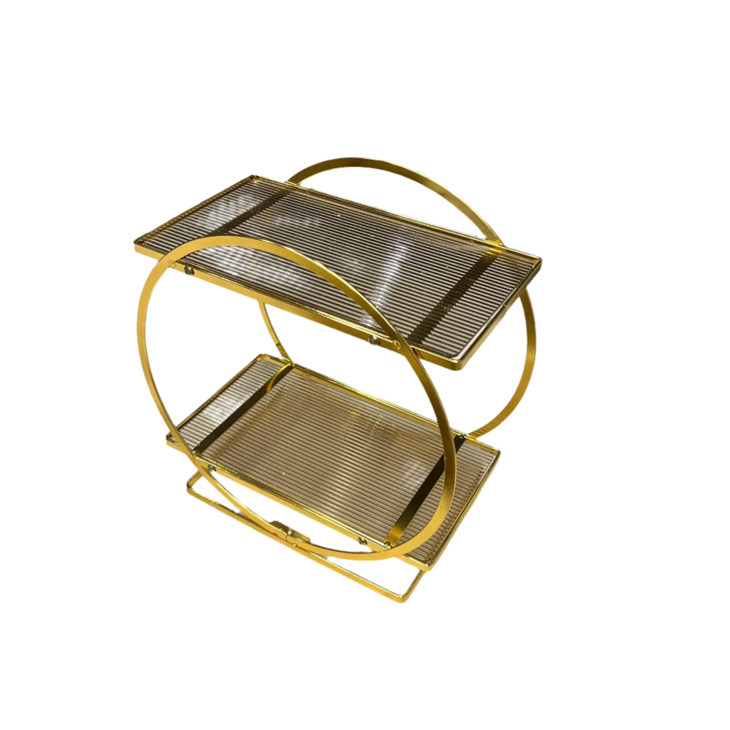 Round Vanity Stand Crafted from Metal in Golden Finish Round Vanity Stand Crafted from Metal in Golden Finish