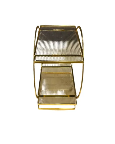 Round Vanity Stand Crafted from Metal in Golden Finish