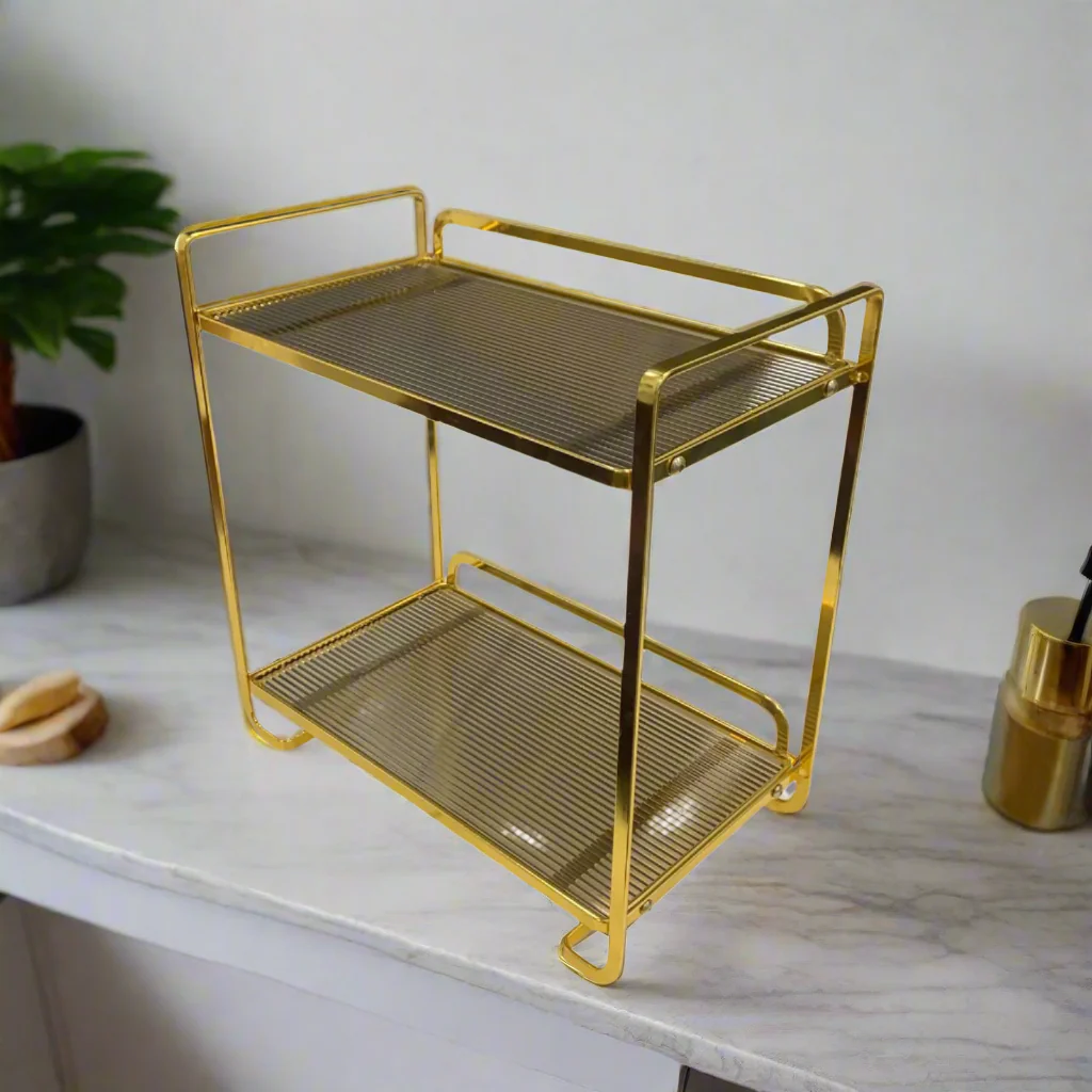 Luxurious Golden Metal Vanity Stand (Square) Luxurious Golden Metal Vanity Stand (Square) - Image 3