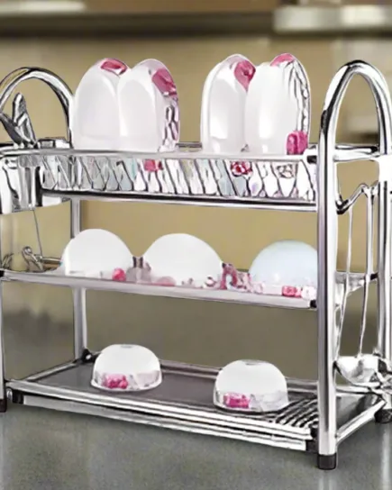 Stainless Steel Three-Tier Plate Rack