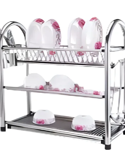 Stainless Steel Three-Tier Plate Rack Stainless Steel Three-Tier Plate Rack