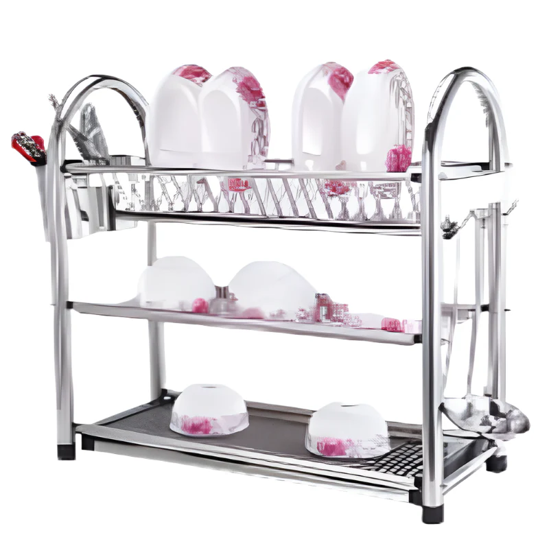 Stainless Steel Three-Tier Plate Rack