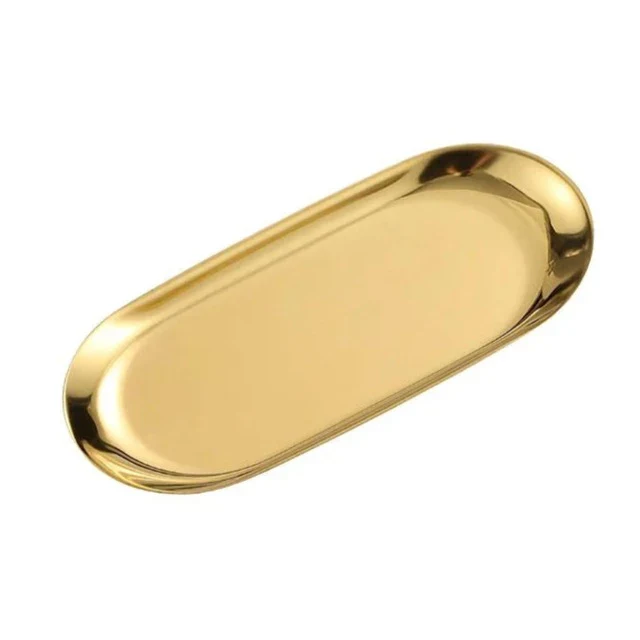 Luxurious Gold-Plated Stainless Steel Tray - 22cm