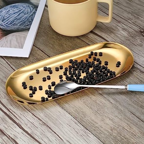 Luxurious Gold-Plated Stainless Steel Tray – 22cm Luxurious Gold-Plated Stainless Steel Tray - 22cm - Image 3