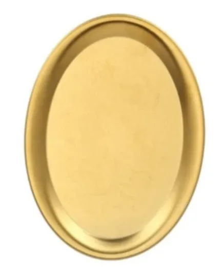 Oval Stainless Steel Platter with Gold Plating, 39 cm
