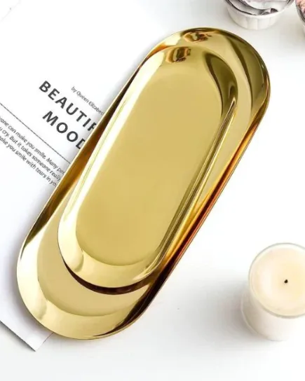Luxurious Gold-Plated Stainless Steel Tray – 22cm